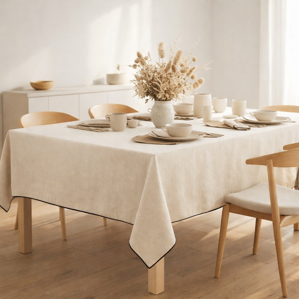 Nappe recyclée Grace Ficelle 180 x 350 en situation