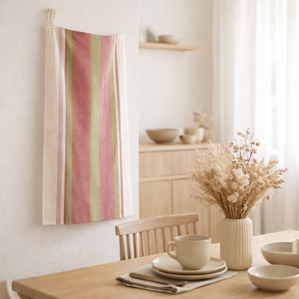 Torchon recyclé Yuna Rose 50 x 70 en situation