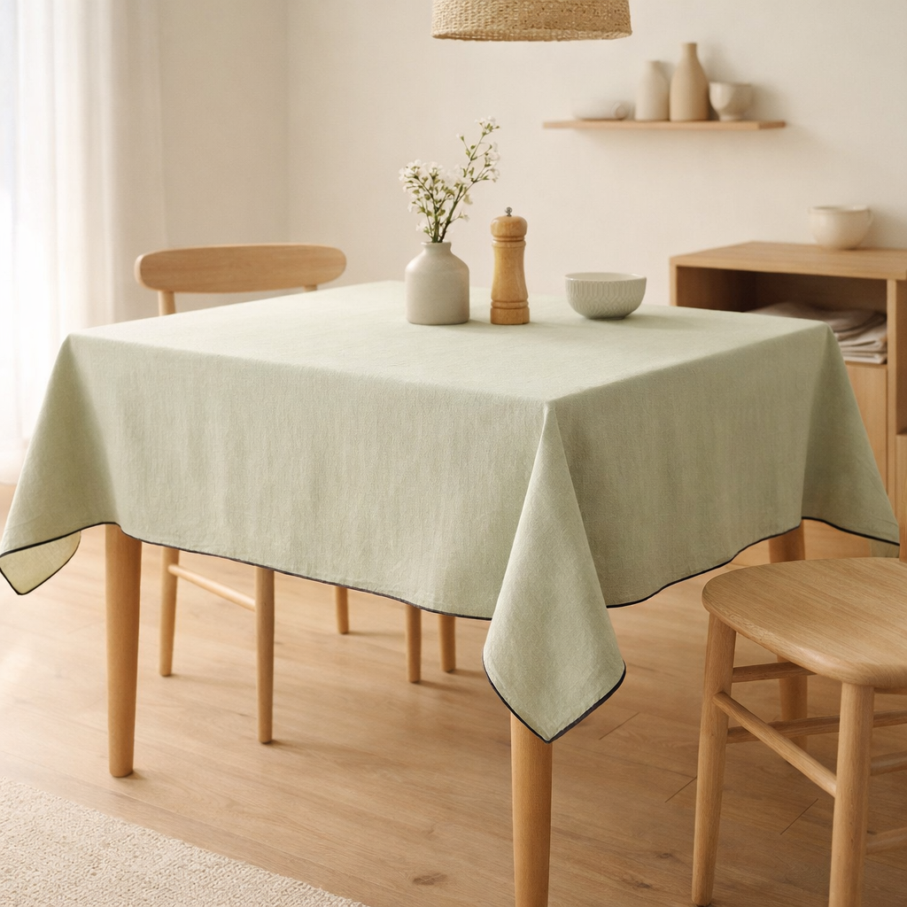 Nappe recyclée Grace Céladon 140 x 140 en situation