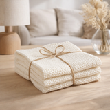 Lot de 3 essuie-mains tricotés Izan recyclés Ecru 25 x 25 en situation