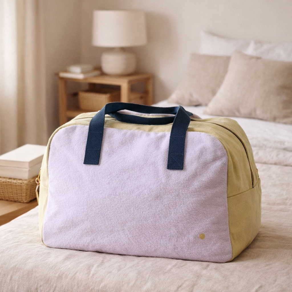 Sac week-end Tricolo Lilas ananas 28 x 42 x 20 en situation