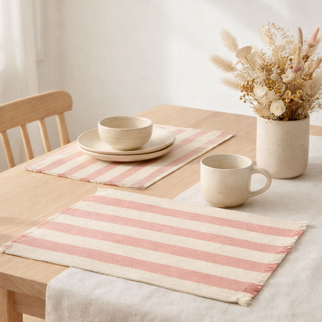 Set de table Yanis recyclé Pink 35 x 45 en situation
