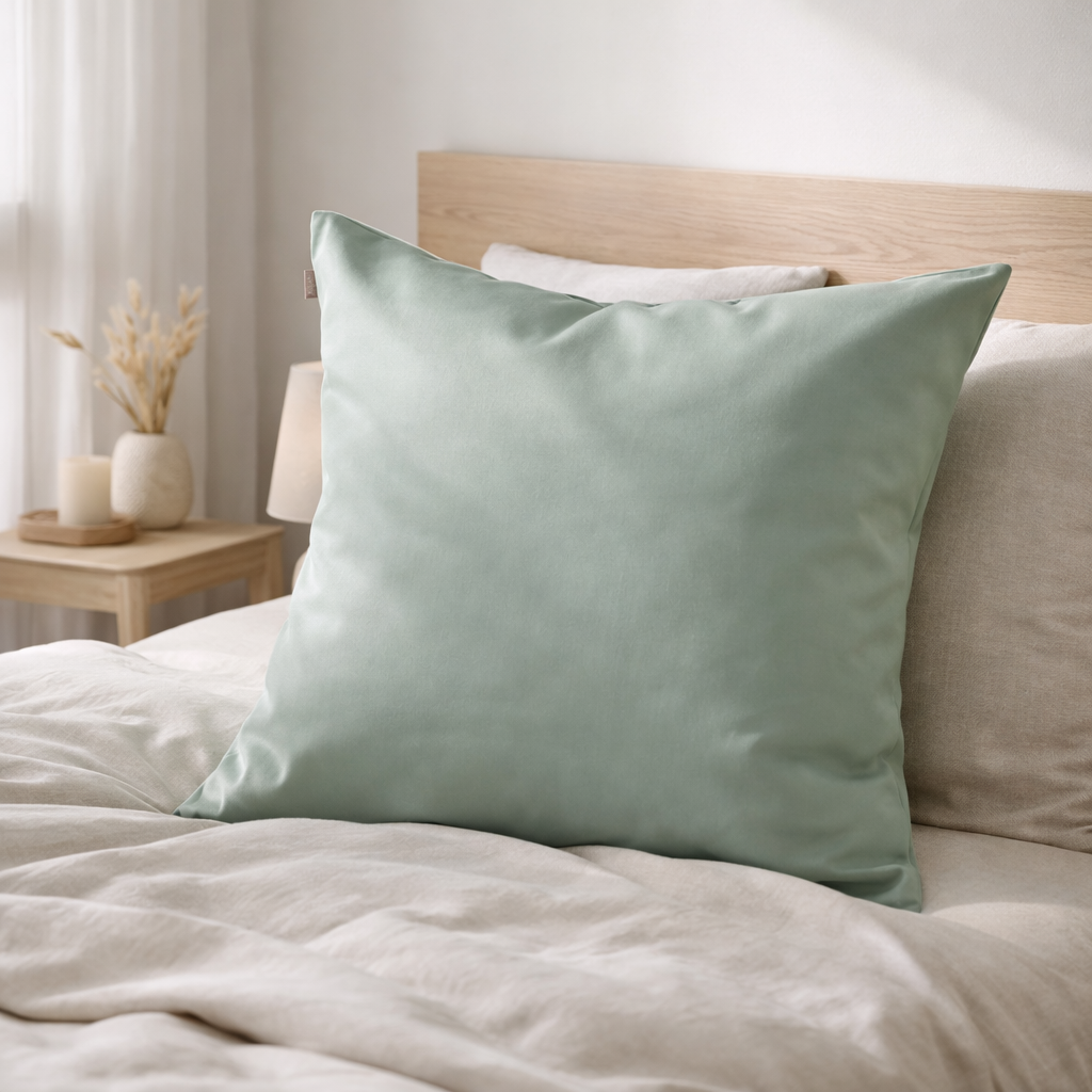 Taie d'oreiller Ashley Vert de gris 65 x 65 en situation