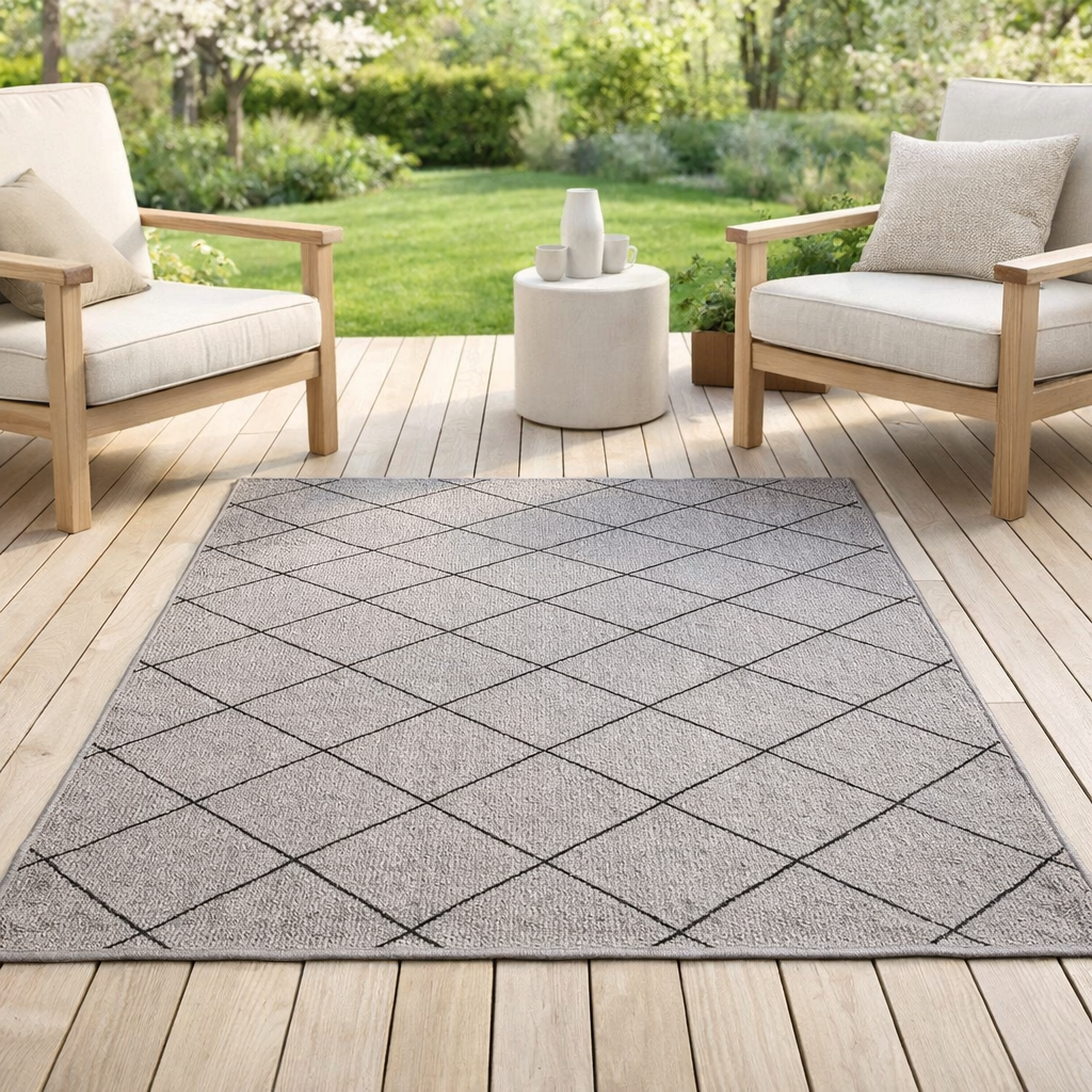 Tapis Allan outdoor Perle 120 x 170 en situation