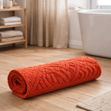 Tapis de bain uni Enzo Mandarine 54 x 110 en situation