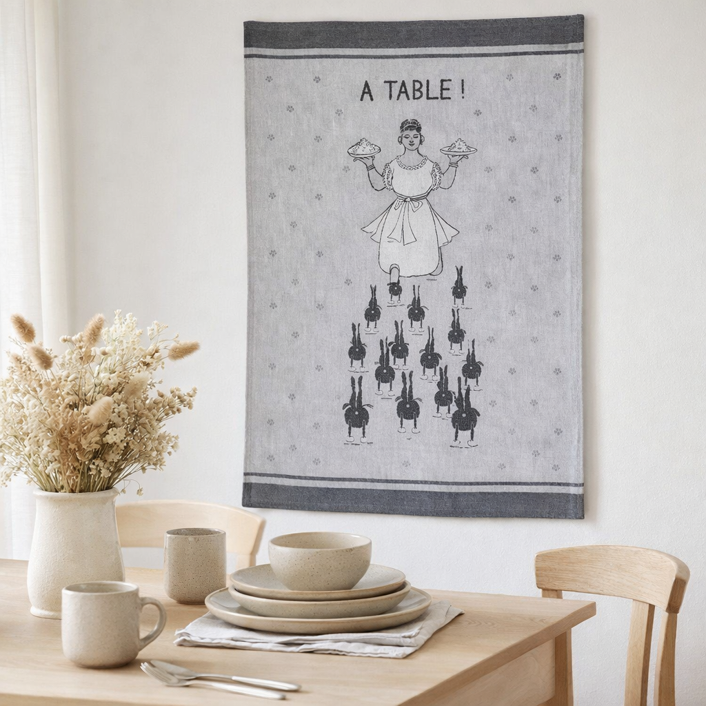 Torchon jacquard À table Ombre 50 x 70 en situation