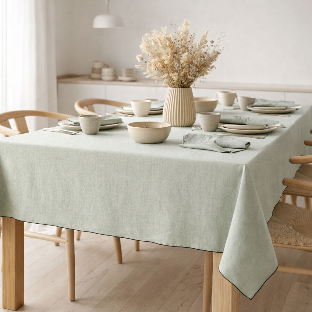 Nappe recyclée Grace Céladon 170 x 300 en situation