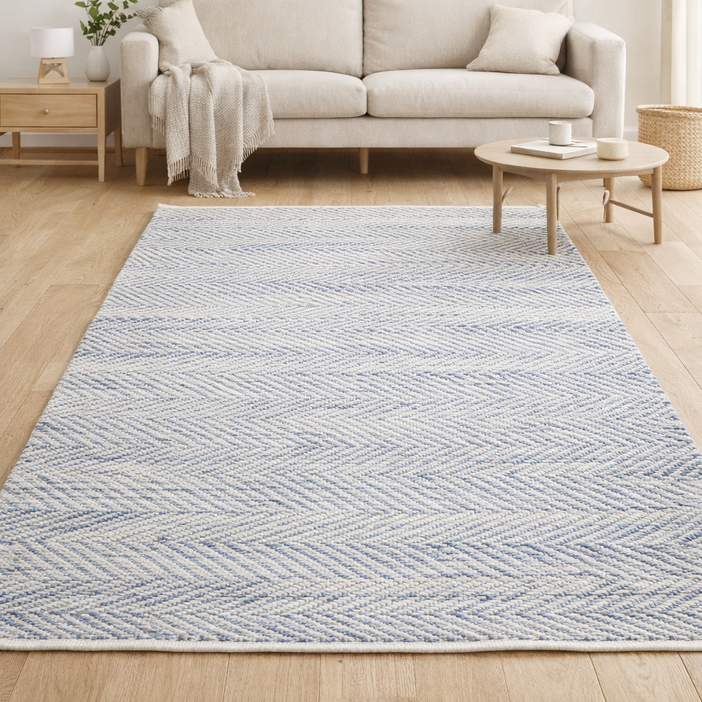 Tapis Atlas Blanc/bleu 55 x 85 en situation
