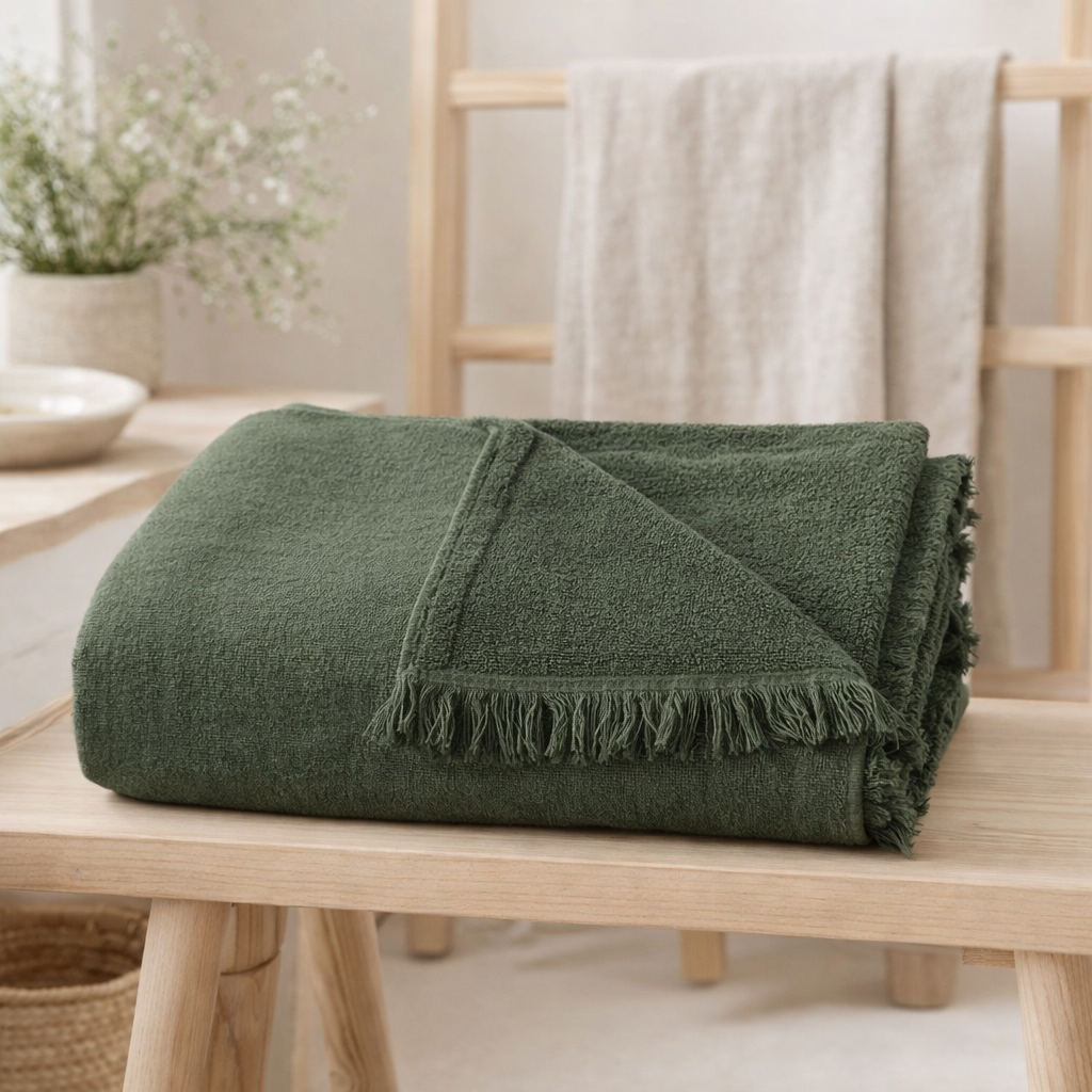 Maxi drap de bain Luna Kale 100 x 160 en situation