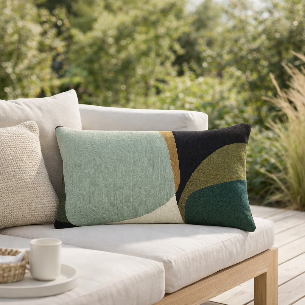 Coussin Leana outdoor Opaline 30 x 50 en situation