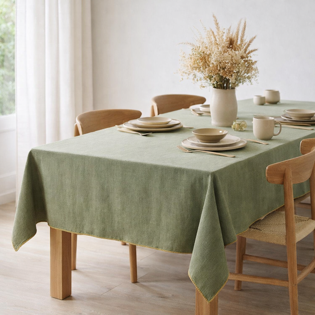 Nappe recyclée Grace Matcha 170 x 300 en situation