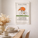 Torchon Shadok À vélo Ecru 48 x 72 en situation