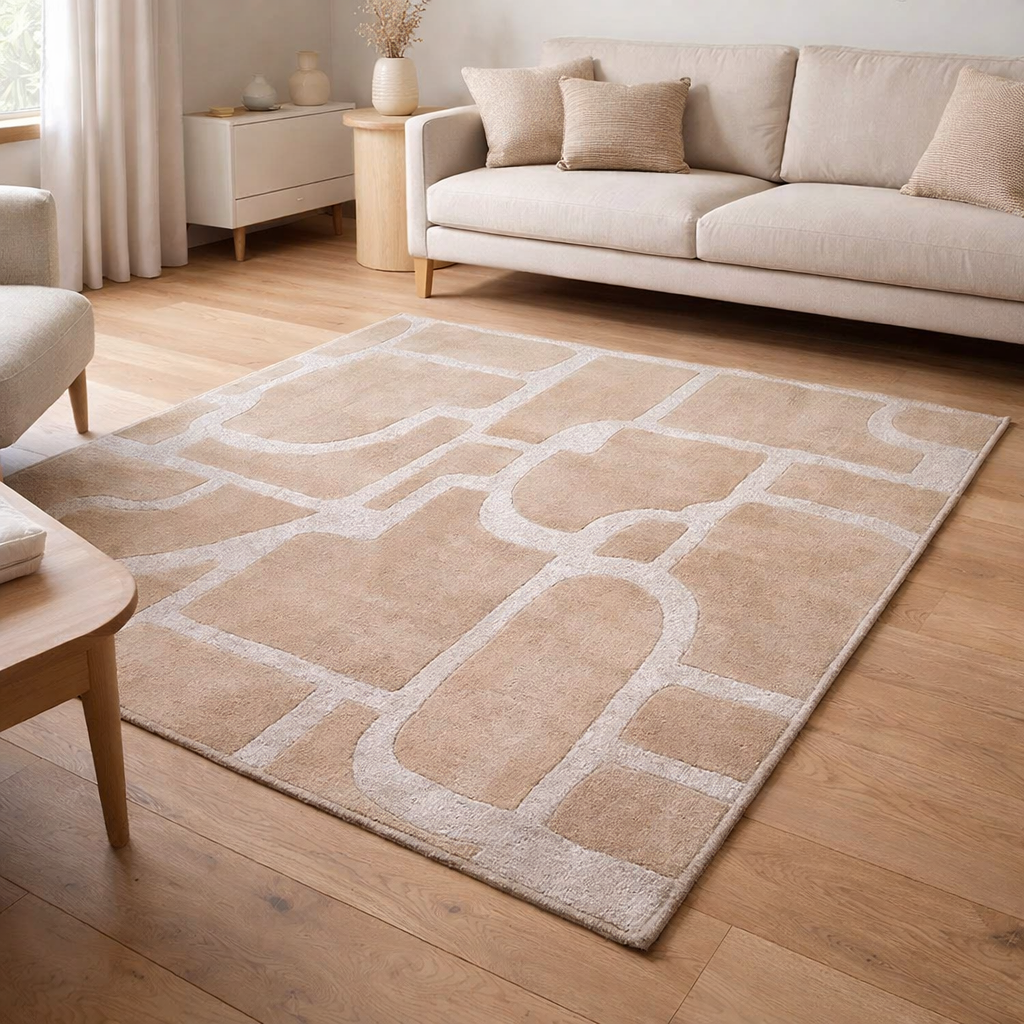Tapis recyclé Marla Naturel 160 x 230 en situation