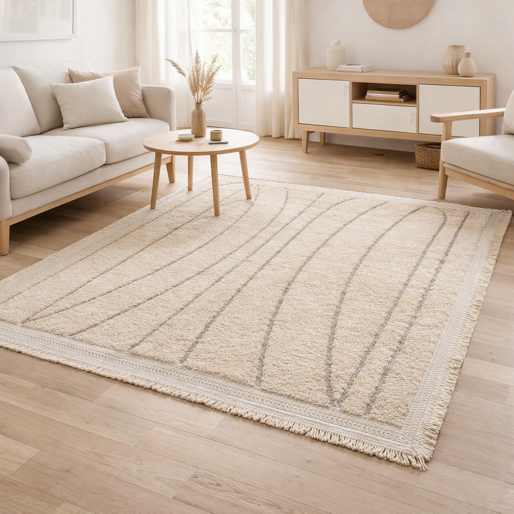 Tapis Solan 2 Neige 200 x 290 en situation