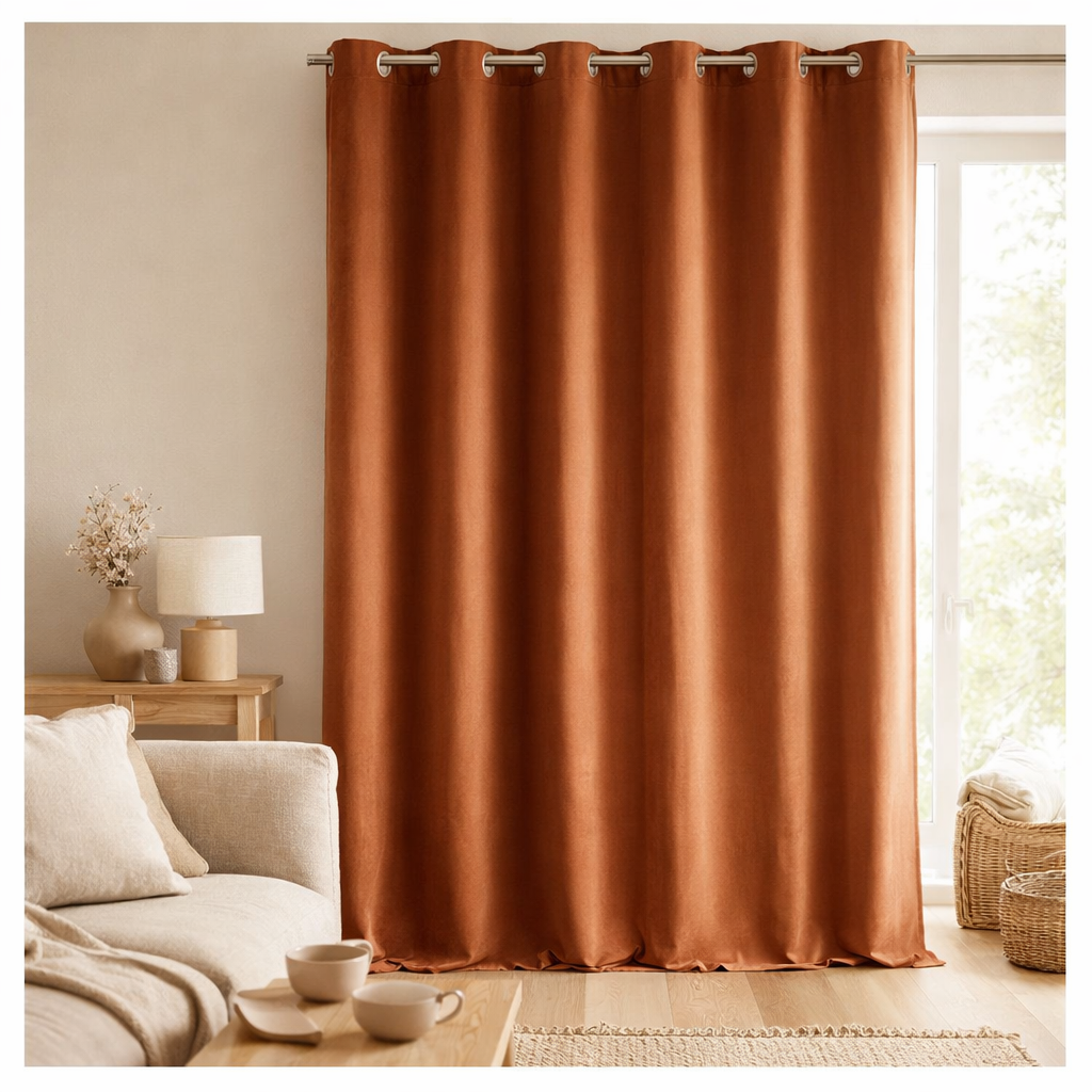 Rideau uni Elise Rouille 140 x 280 en situation