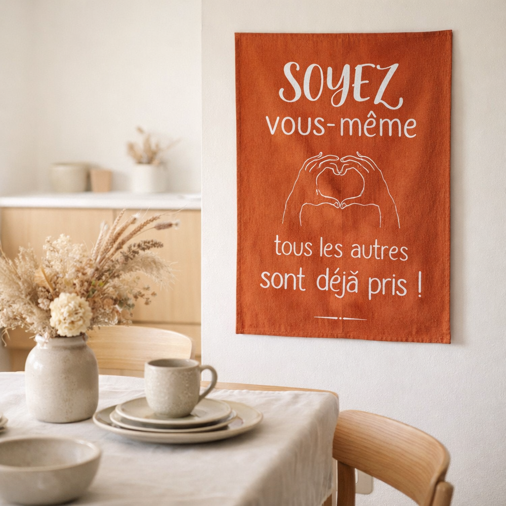 Torchon Vous-même Rouge 50 x 70 en situation