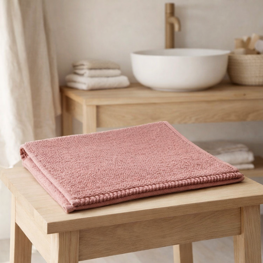 Serviette invité Bora Terracotta 30 x 50 en situation