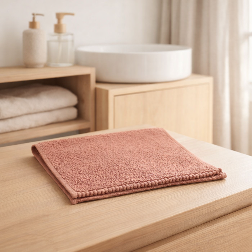 Serviette invité Bora Terracotta 30 x 50 en situation