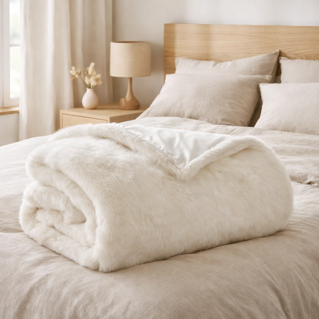 Maxi plaid recyclé Nolan Neige 180 x 220 en situation
