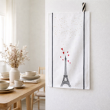 Torchon Eiffel Coeurs Blanc 50 x 70 en situation
