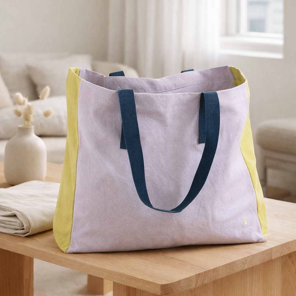 Sac cabas Tricolo Lilas ananas 38 x 46 x 18 en situation