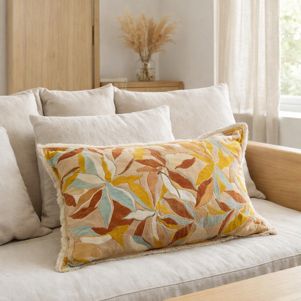 Coussin imprimé Alina Dragée 40 x 65 en situation