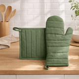 Lot gant de cuisine et manique recyclé Jona Prairie 15 x 30 en situation