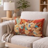 Coussin brodé Dori Papaye 30 x 50 en situation