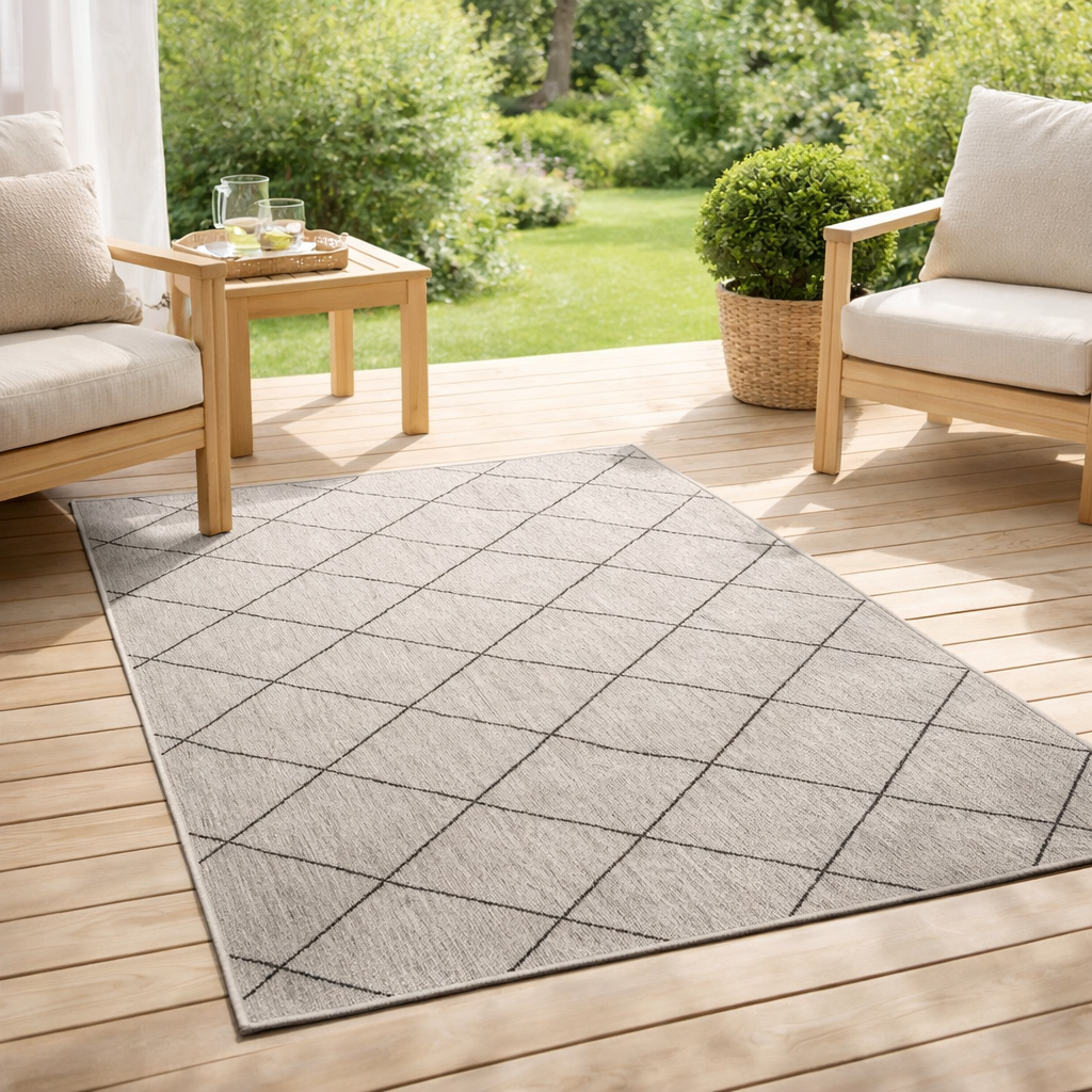 Tapis Allan outdoor Perle 200 x 290 en situation