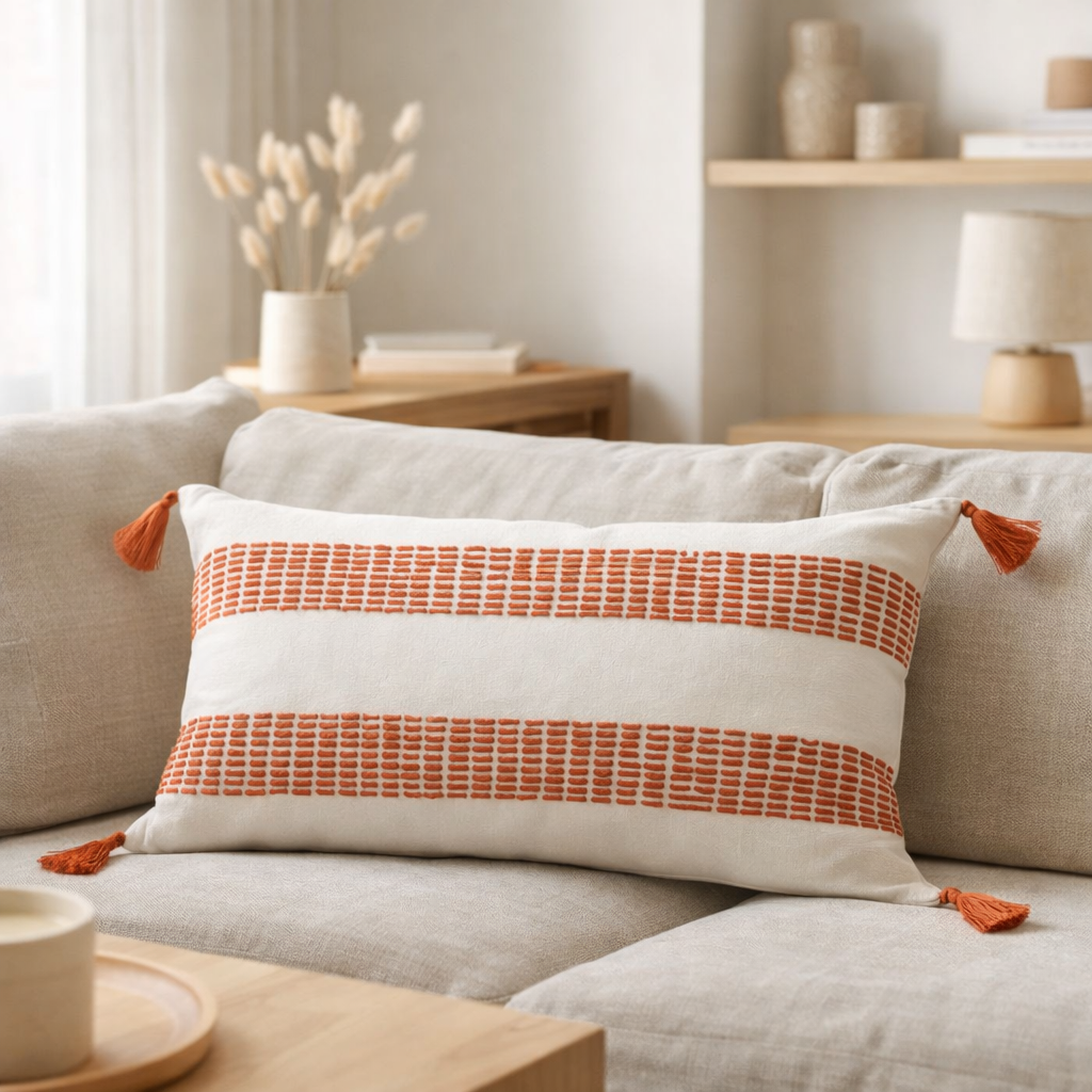 Coussin à rayures Diana Marmelade 30 x 50 en situation