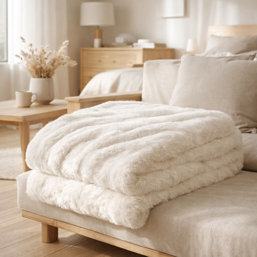 Maxi plaid astrid neige 180 x 220 en situation