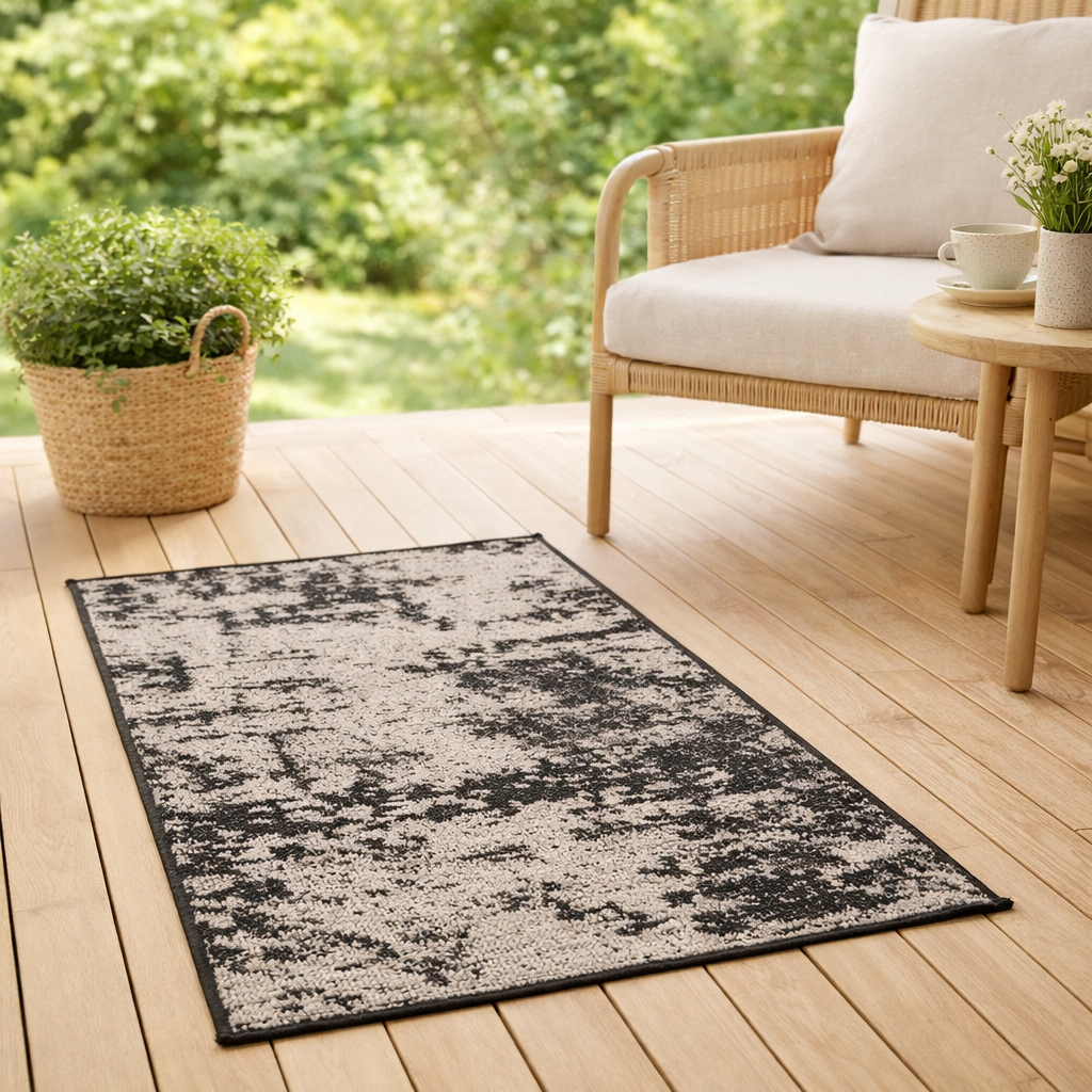 Tapis Catania 2 outdoor Noir 60 x 110 en situation