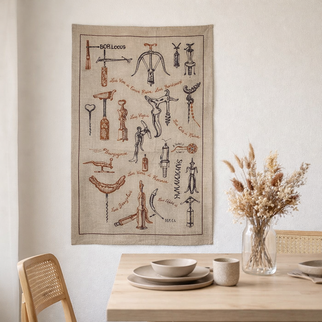 Torchon lin Les sommeliers Naturel 45 x 70 en situation