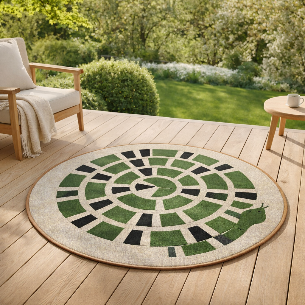 Tapis Yoka outdoor Naturel Diamètre 160 cm en situation