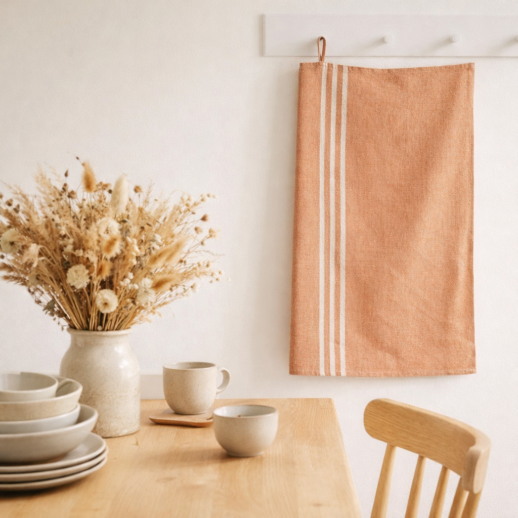 Torchon recyclé Rib Terracotta 50 x 70 en situation