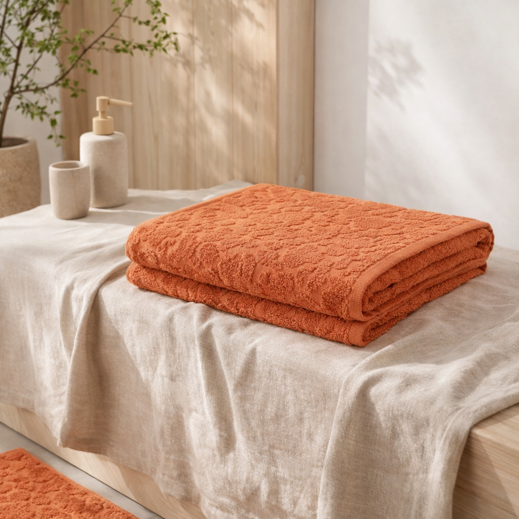 Drap de douche Gilda Sienne 70 x 130 en situation