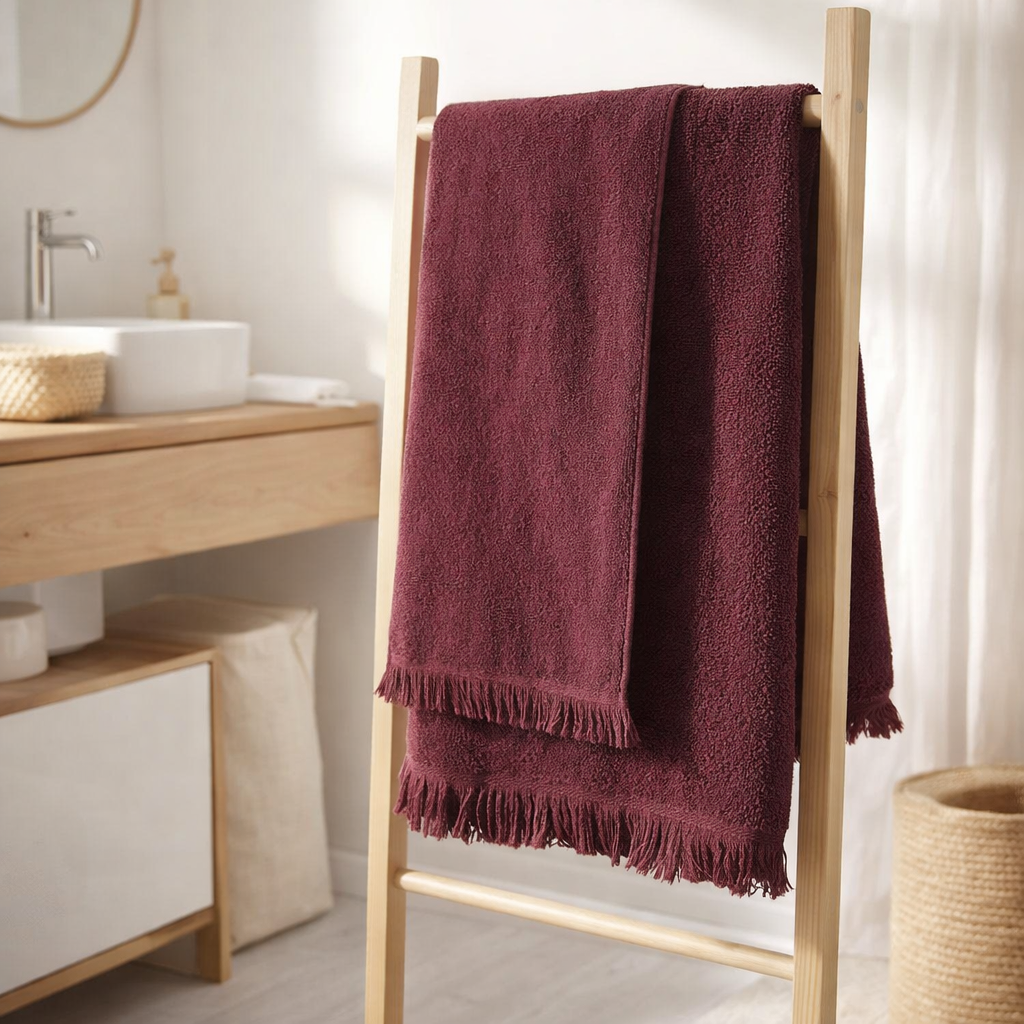 Maxi drap de bain Luna Wine 160 x 100 en situation
