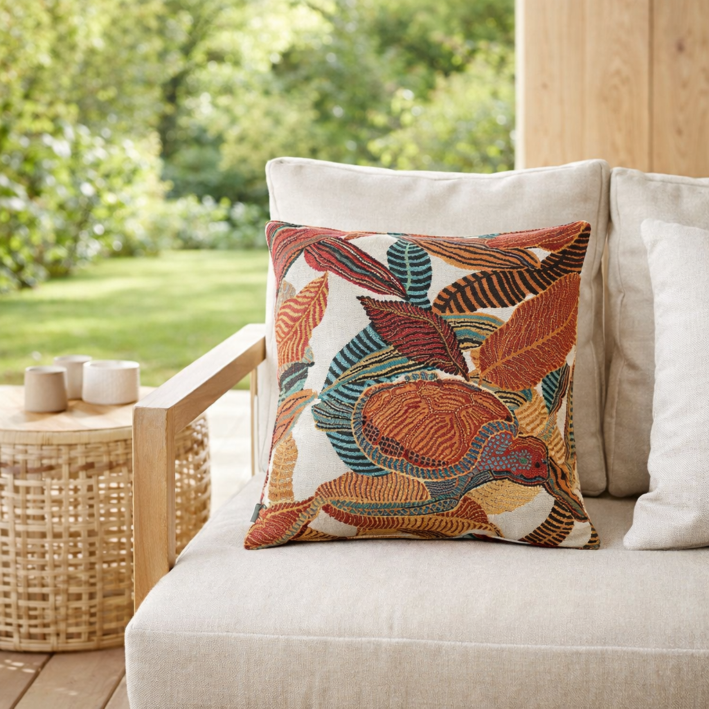Coussin Dori outdoor Papaye 45 x 45 en situation