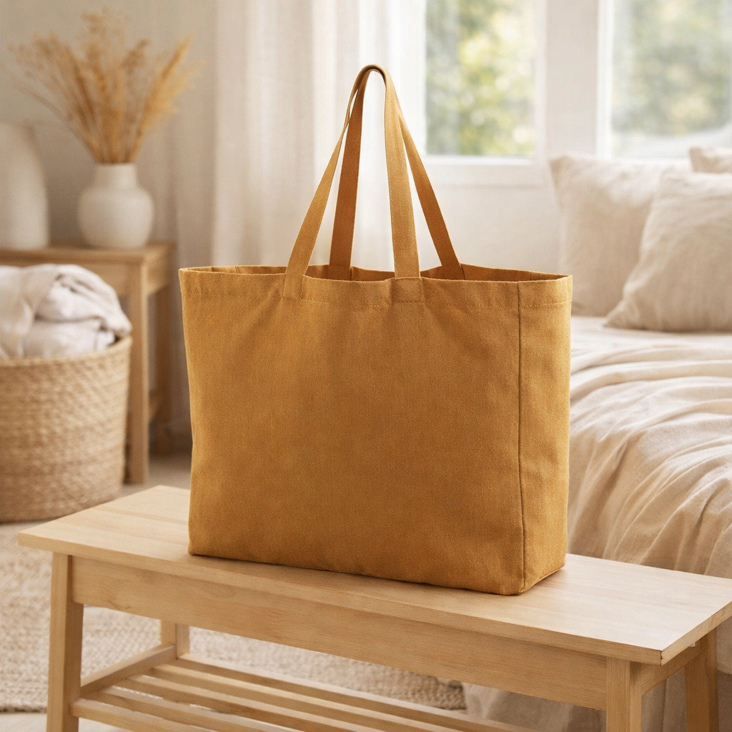 Sac shopping recyclé Grace Cannelle 35 x 40 x 15 en situation