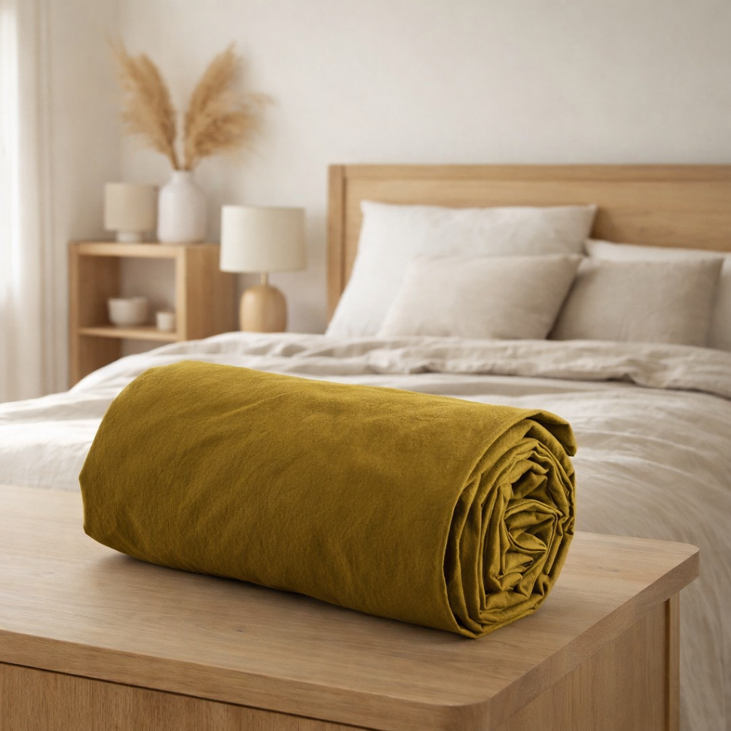 Drap housse Céleste Nuts 200 x 160 en situation