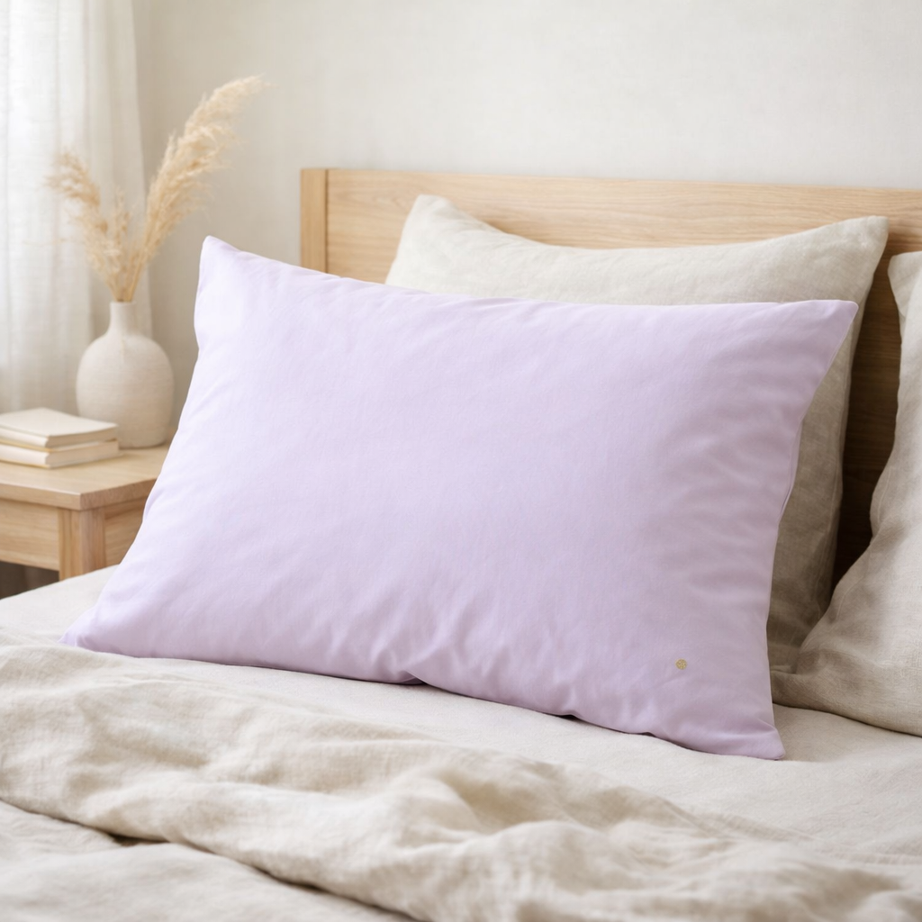 Taie d'oreiller Céleste Lilas 70 x 50 en situation