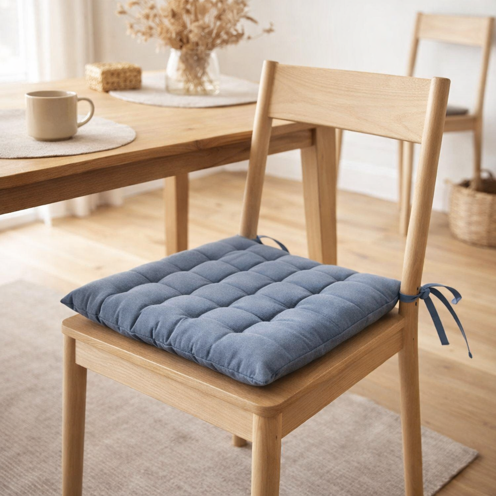 Galette de chaise 36 points Zea recyclée Alizée 38 x 38 x 3 cm en situation