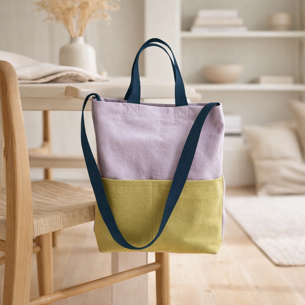 Sac my city Tricolo Lilas ananas 37 x 35 x 9 en situation