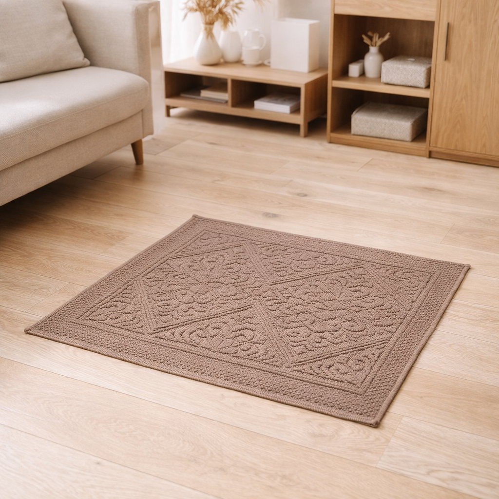 Tapis de bain Enzo Noisette 54 x 64 en situation