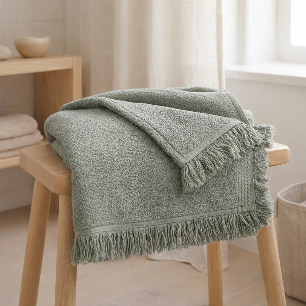 Serviette de toilette Luna Détox green 100 x 50 en situation