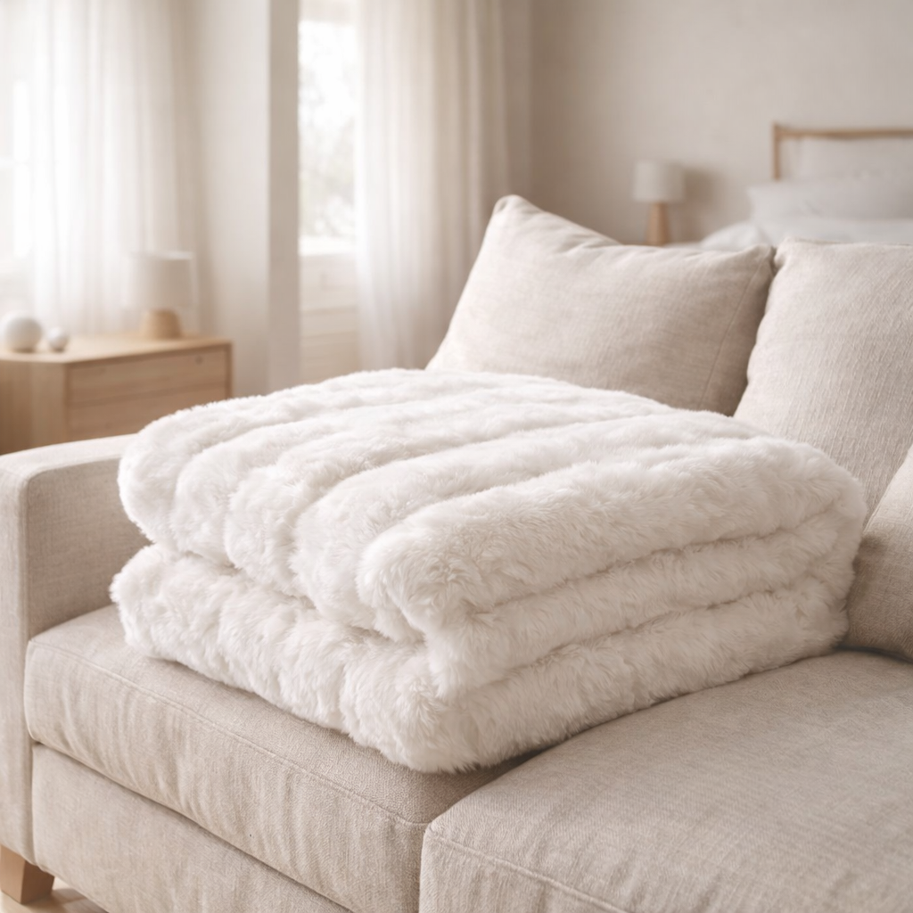 Plaid astrid neige 140 x 180 en situation