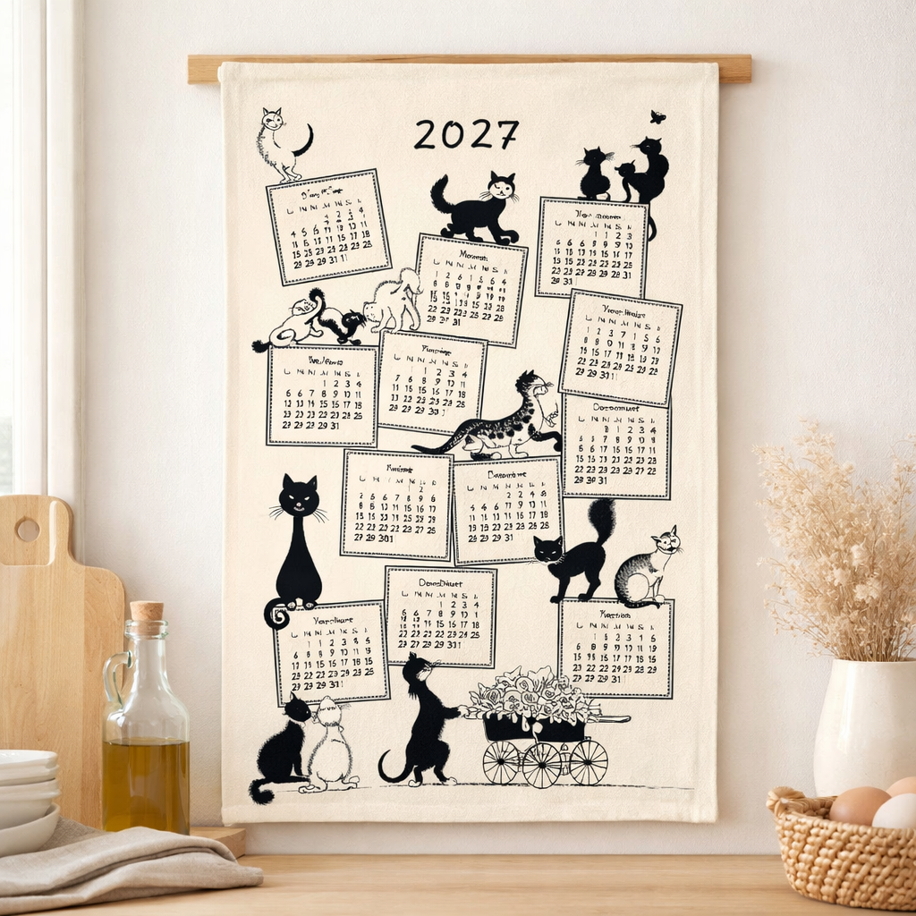 Torchon Dubout Calendrier 2027 Ecru 48 x 72 en situation