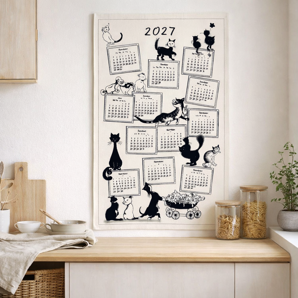 Torchon Dubout Calendrier 2027 Ecru 48 x 72 en situation