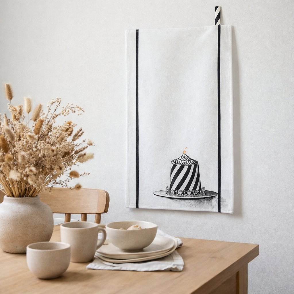 Torchon Charlotte Blanc 50 x 70 en situation