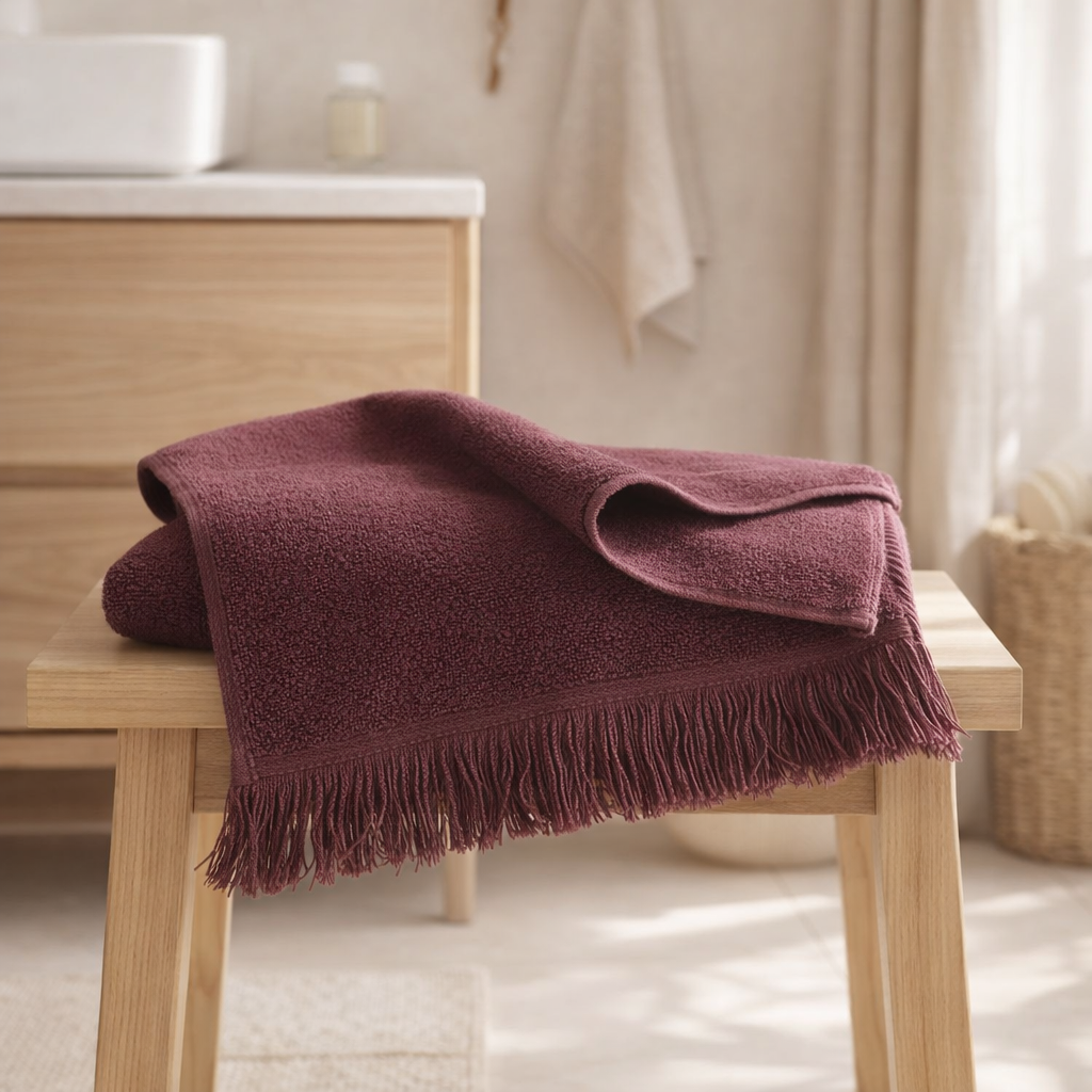 Serviette de toilette Luna Wine 100 x 50 en situation
